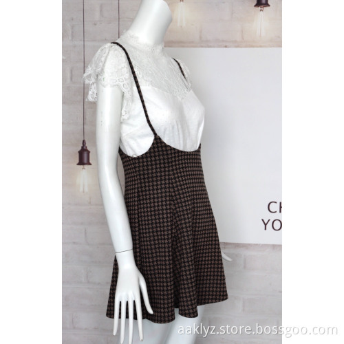 Thousand-bird Pattern Knit Jacquard Skirt And Lace Top